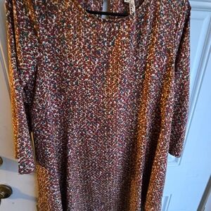 ANDREE BY UNIT Long Sleeve Abstract Print Dress